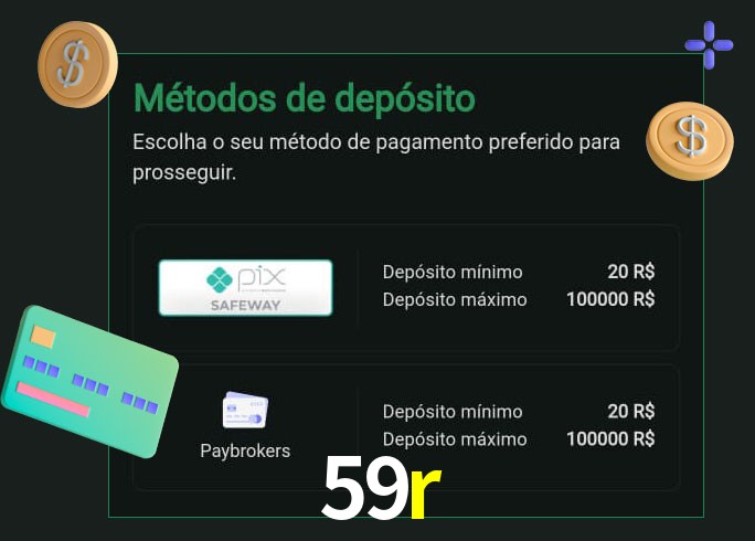 O cassino 59r oferece uma grande variedade de métodos de pagamento
